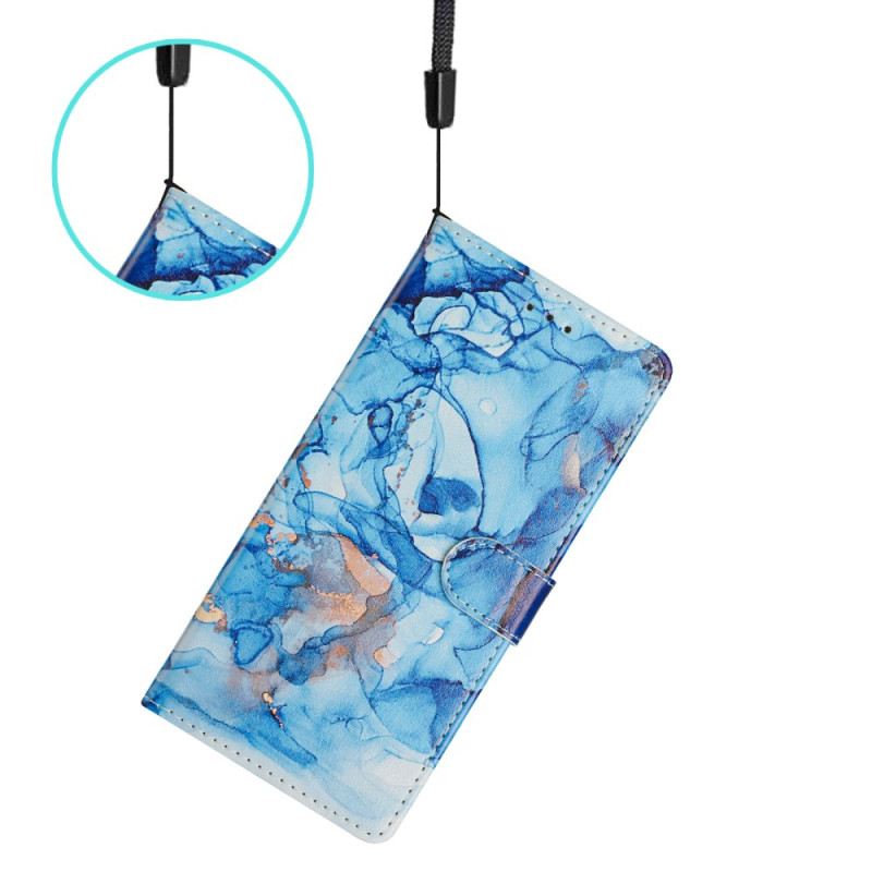 Lederhüllen Für Xiaomi 15t Pro Blauer Marmor