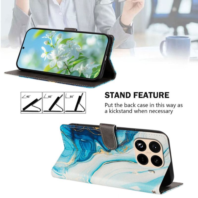 Lederhüllen Für Xiaomi 15t Pro Blauer Marmor