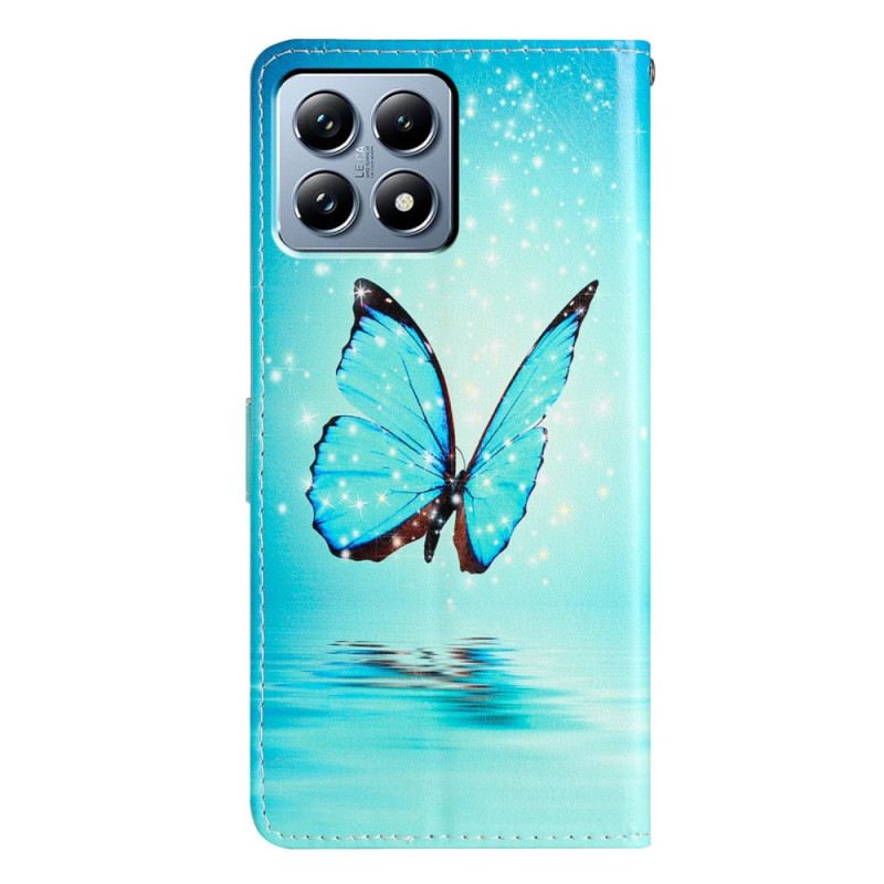 Lederhüllen Für Xiaomi 15t Pro Blauer Schmetterling
