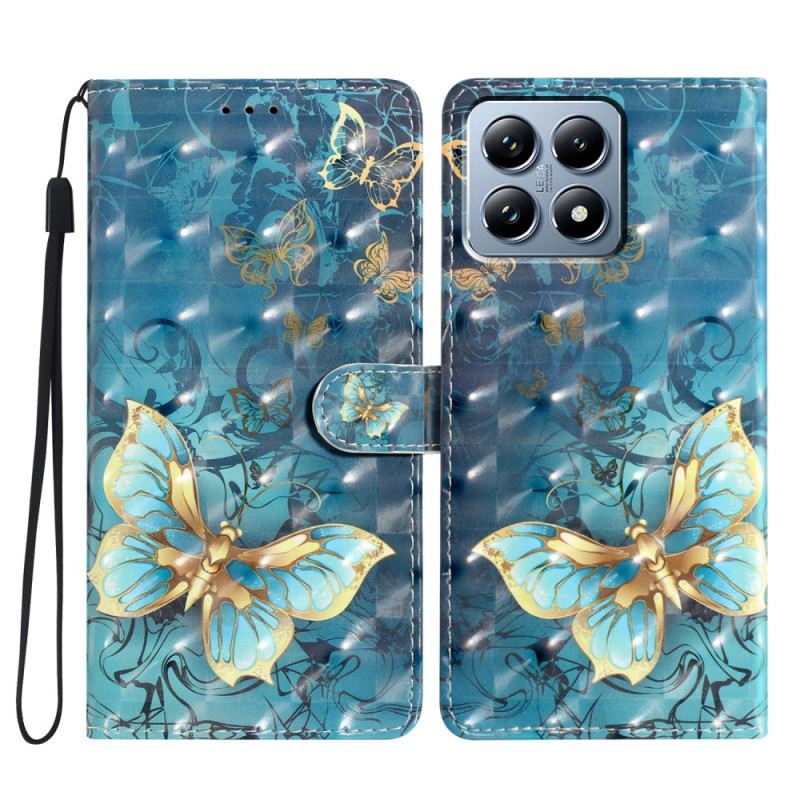 Lederhüllen Für Xiaomi 15t Pro Goldene Schmetterlinge