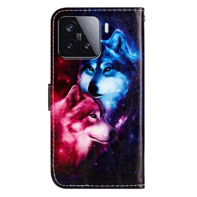Lederhüllen Für Xiaomi 15t Pro Mit Zwei Wölfen