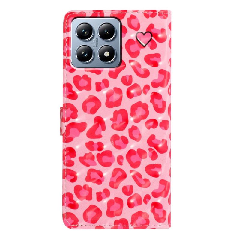 Lederhüllen Für Xiaomi 15t Pro Rosa Leopard