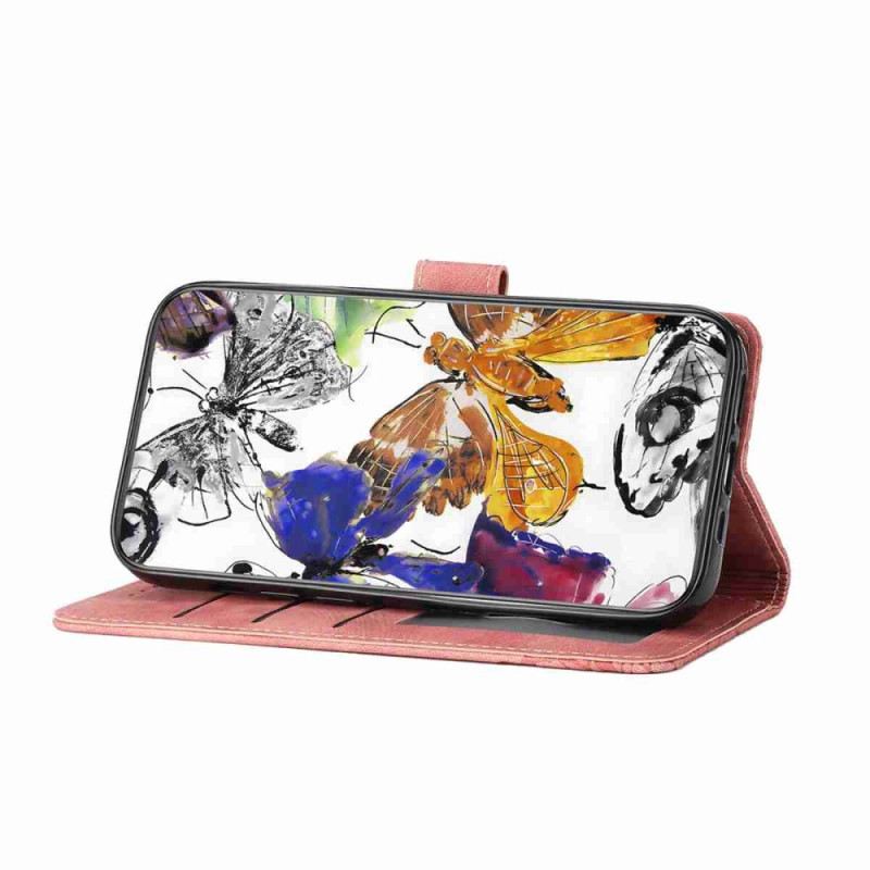 Lederhüllen Für Xiaomi 15t Pro Schmetterlinge In Wildlederoptik