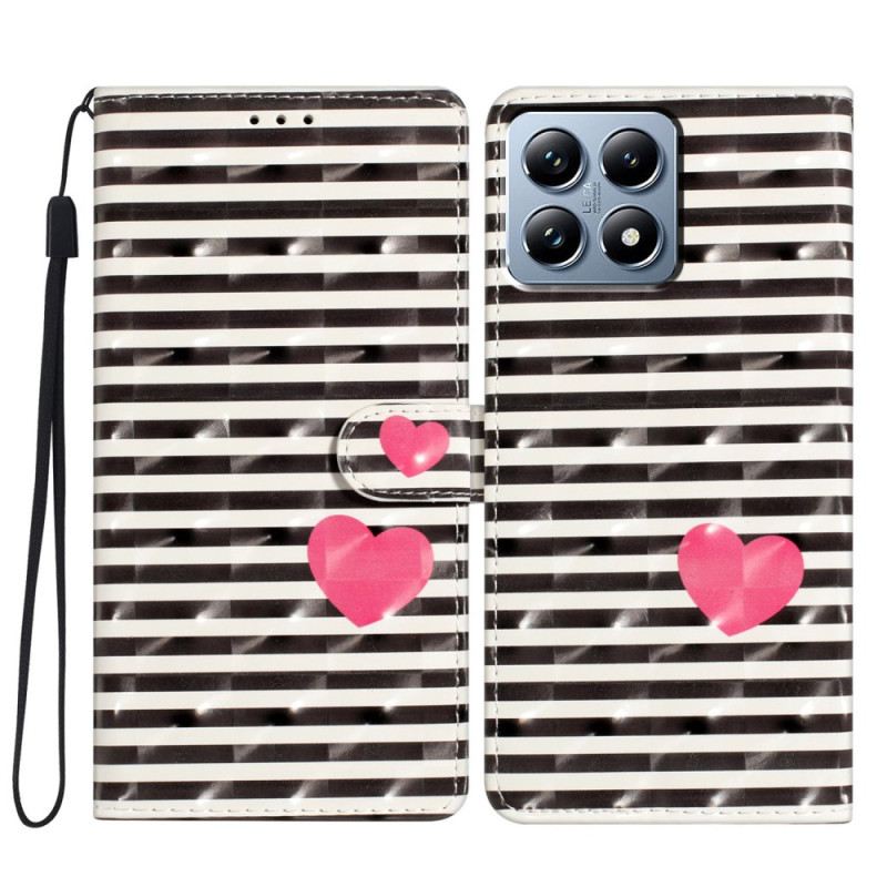 Lederhüllen Für Xiaomi 15t Pro Streifen Und Herz