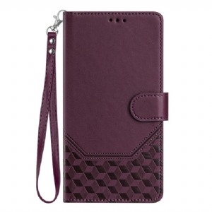 Lederhüllen Xiaomi 15t Pro Bordürenmuster Mit Rauten Und Lanyard