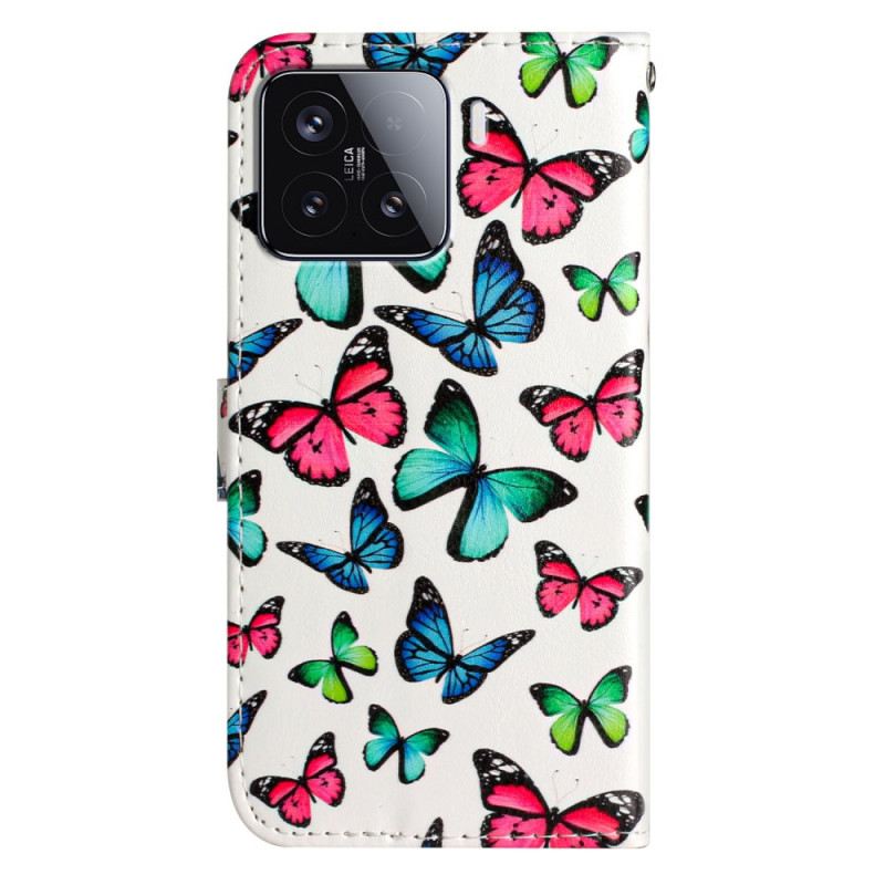 Lederhüllen Xiaomi 15t Pro Bunte Schmetterlinge