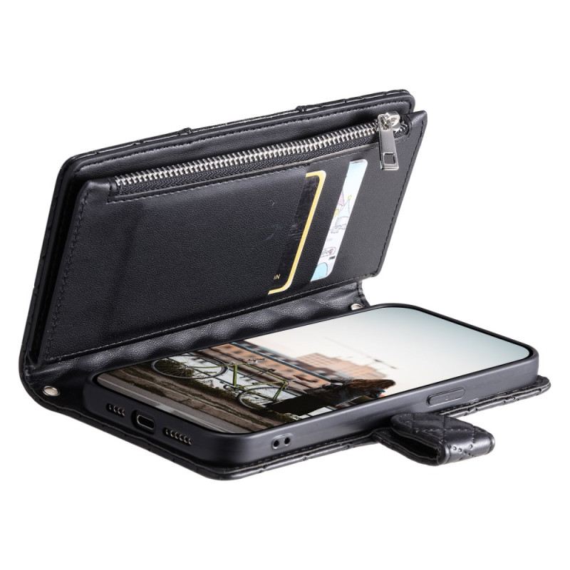 Lederhüllen Xiaomi 15t Pro Gesteppt Mit Reißverschlusstasche