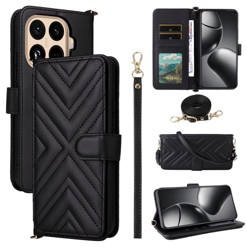 Lederhüllen Xiaomi 15t Pro Gesteppt Mit Riemen Und Handgelenkschlaufe