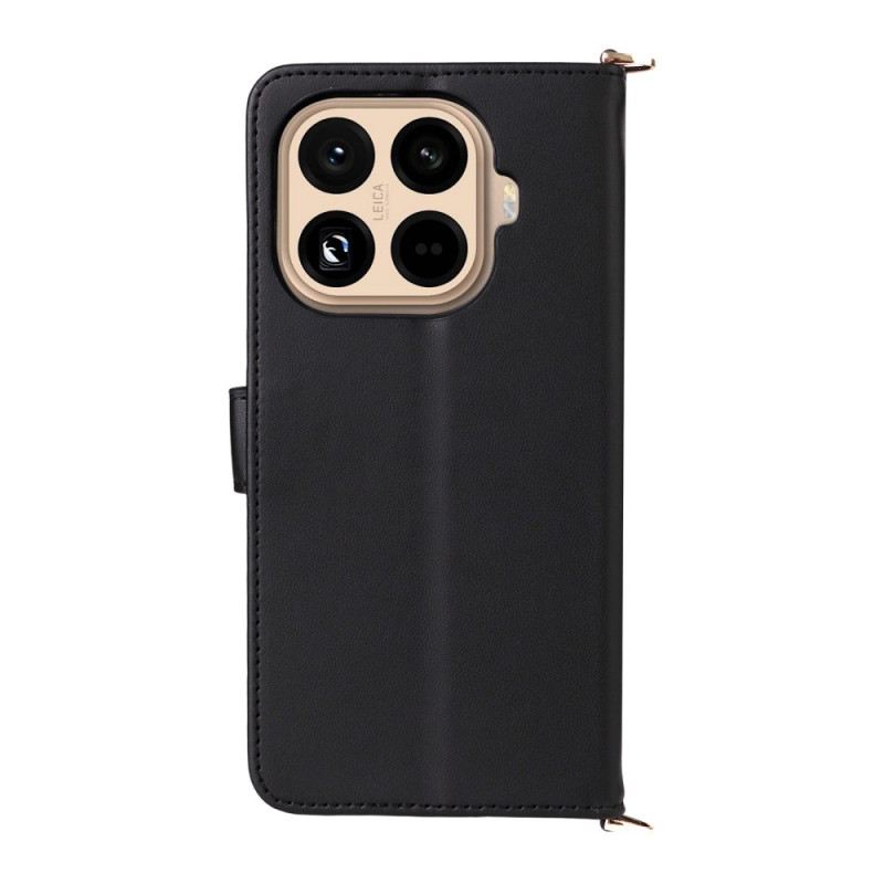 Lederhüllen Xiaomi 15t Pro Gesteppt Mit Riemen Und Handgelenkschlaufe