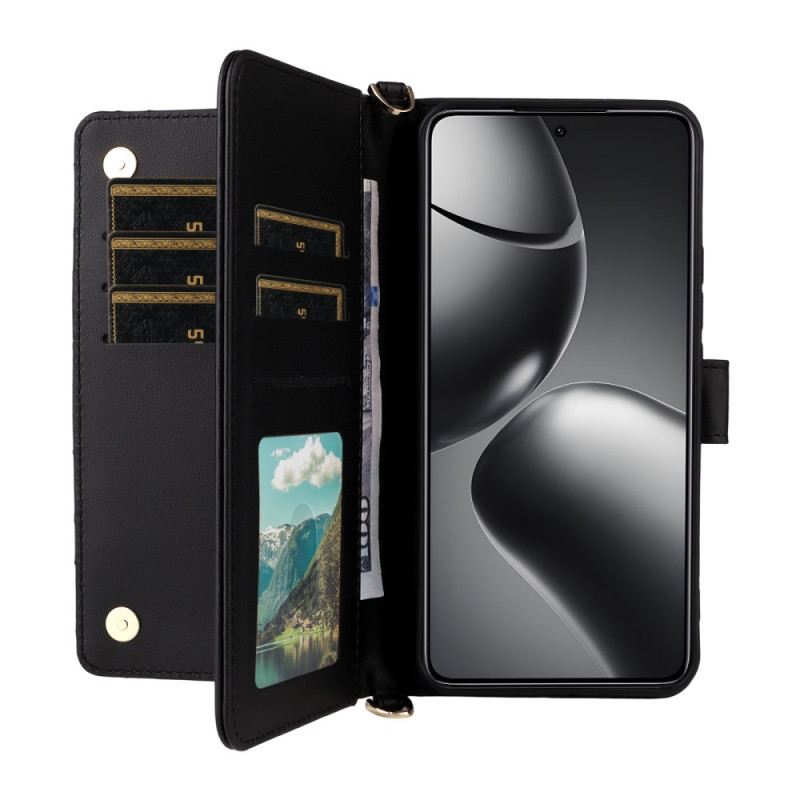 Lederhüllen Xiaomi 15t Pro Gesteppt Mit Riemen Und Handgelenkschlaufe