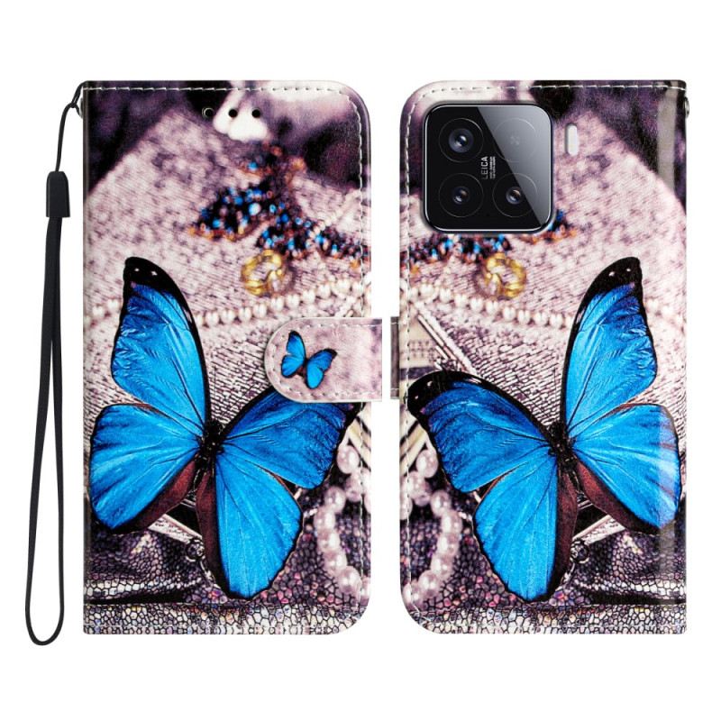 Lederhüllen Xiaomi 15t Pro Handyhülle Blauer Schmetterling
