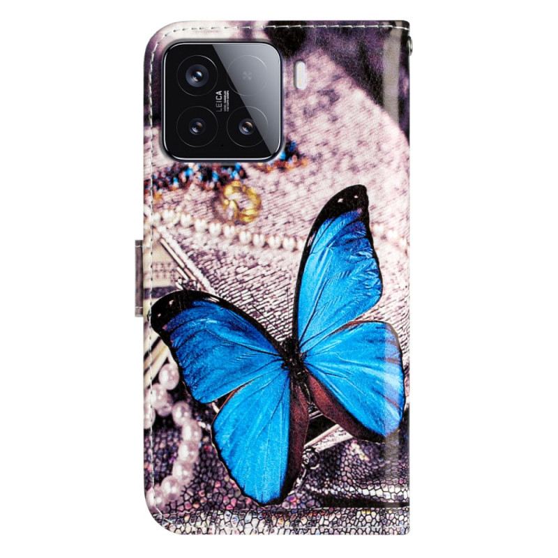 Lederhüllen Xiaomi 15t Pro Handyhülle Blauer Schmetterling