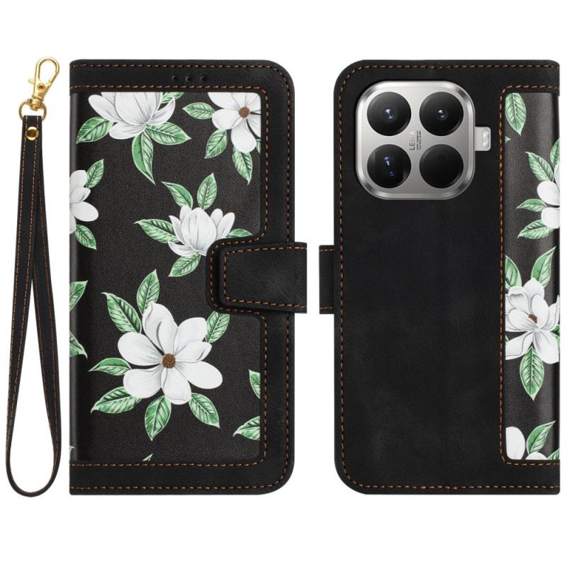 Lederhüllen Xiaomi 15t Pro Handyhülle Blumenmuster Mit Riemen