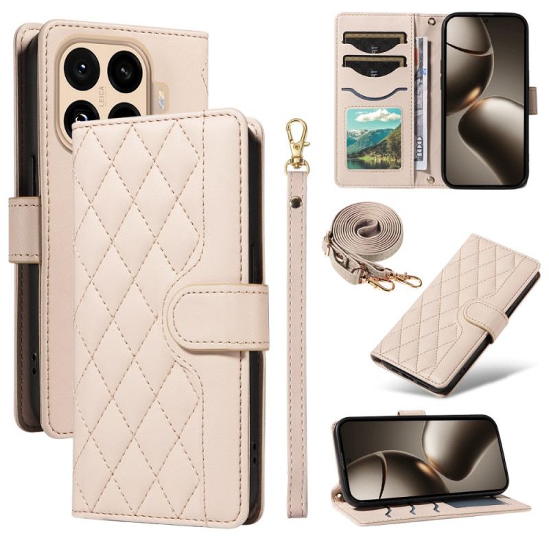 Lederhüllen Xiaomi 15t Pro Handyhülle Gesteppt Mit Riemen Und Schulterriemen