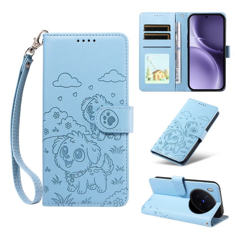 Lederhüllen Für Vivo X300 Pro Hundemuster Mit Riemen