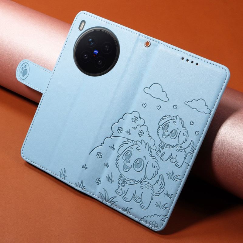 Lederhüllen Für Vivo X300 Pro Hundemuster Mit Riemen