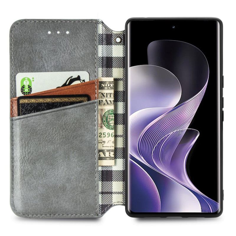 Flip Case Vivo V40 5g Handyhülle Wildlederoptik Mit Rautenmuster