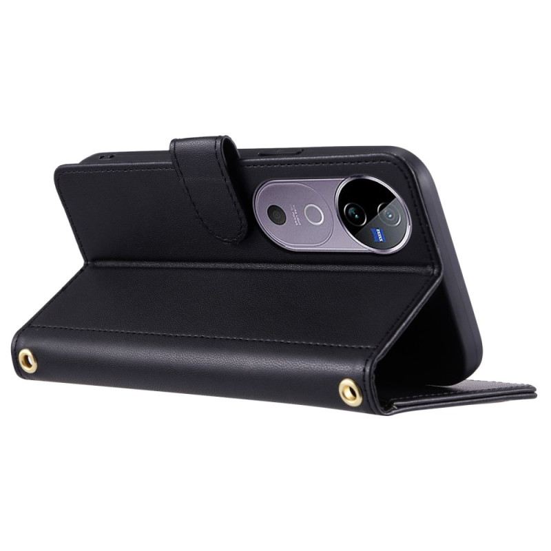 Lederhüllen Vivo V40 5g Gesteppt Mit Riemen