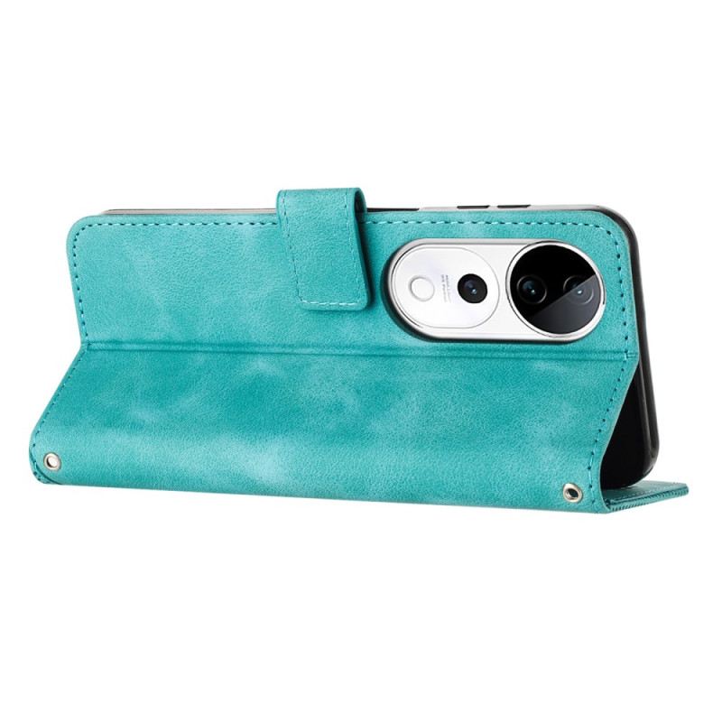 Lederhüllen Vivo V40 5g Riemen Mit Dreiecksmuster