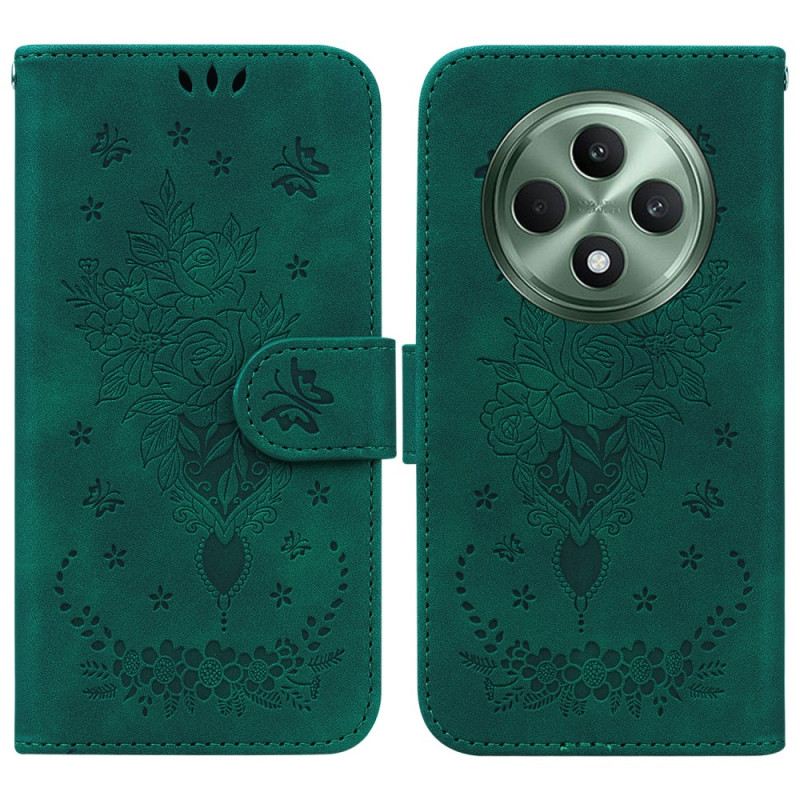 Lederhüllen Oppo Reno 12f 5g Muster Mit Schmetterlingen Und Blumen