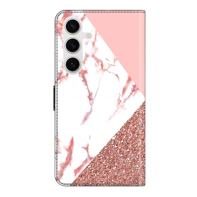 Lederhüllen Für Samsung Galaxy S26 Plus Dreieckiges Marmormuster