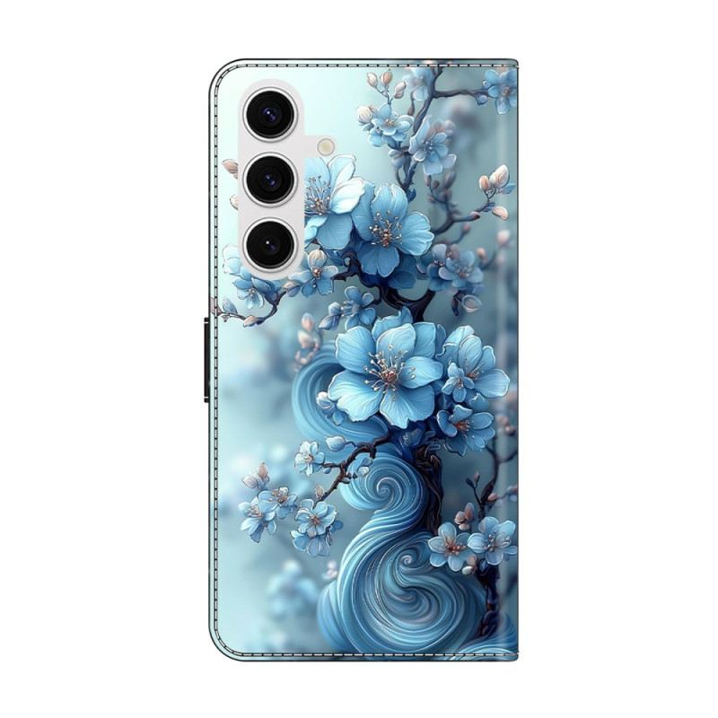 Lederhüllen Für Samsung Galaxy S26 Plus Eisblaue Blumen