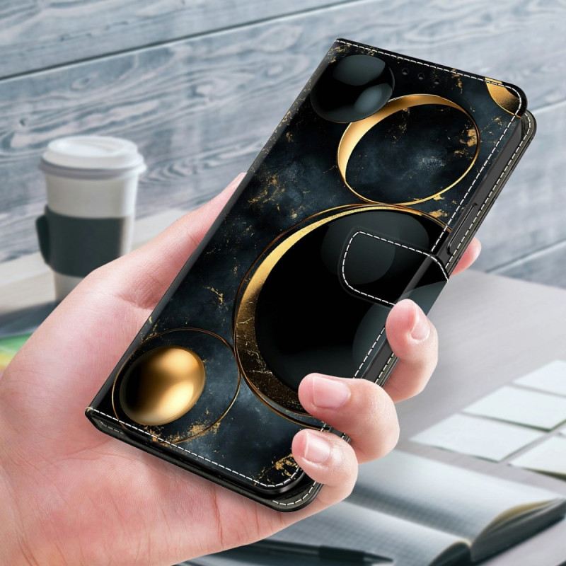 Lederhüllen Für Samsung Galaxy S26 Plus Goldene Ringe