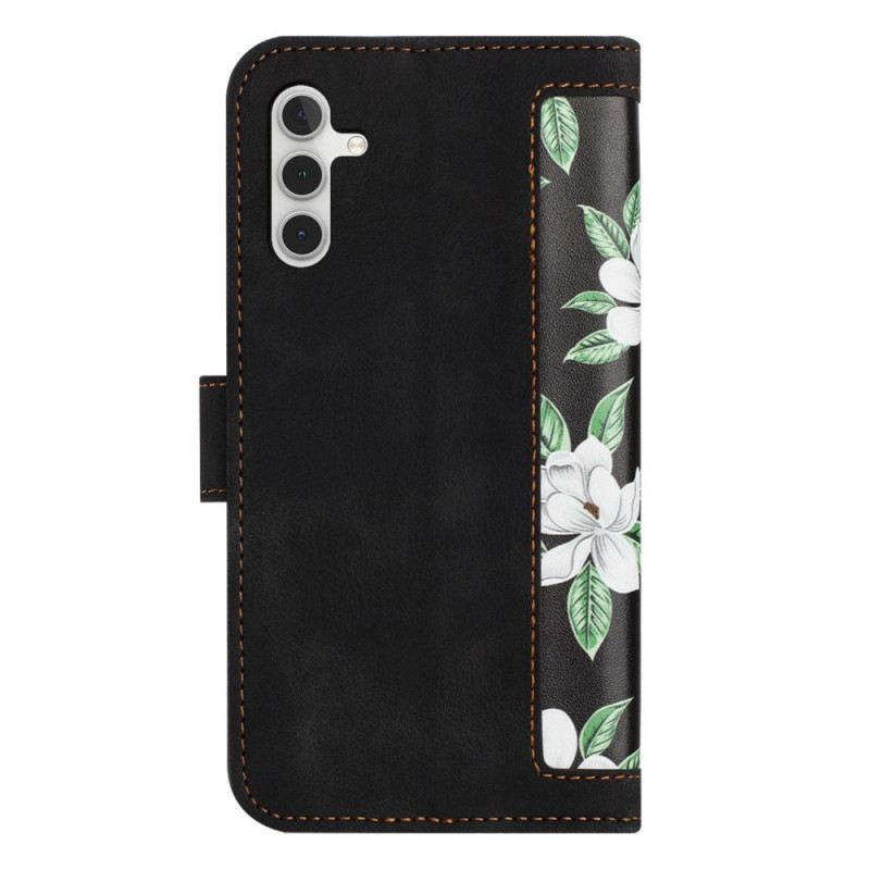 Lederhüllen Samsung Galaxy S26 Plus Blumenmuster Mit Riemen