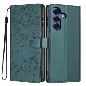 Lederhüllen Samsung Galaxy S26 Plus Handyhülle Baum- Und Katzenmuster