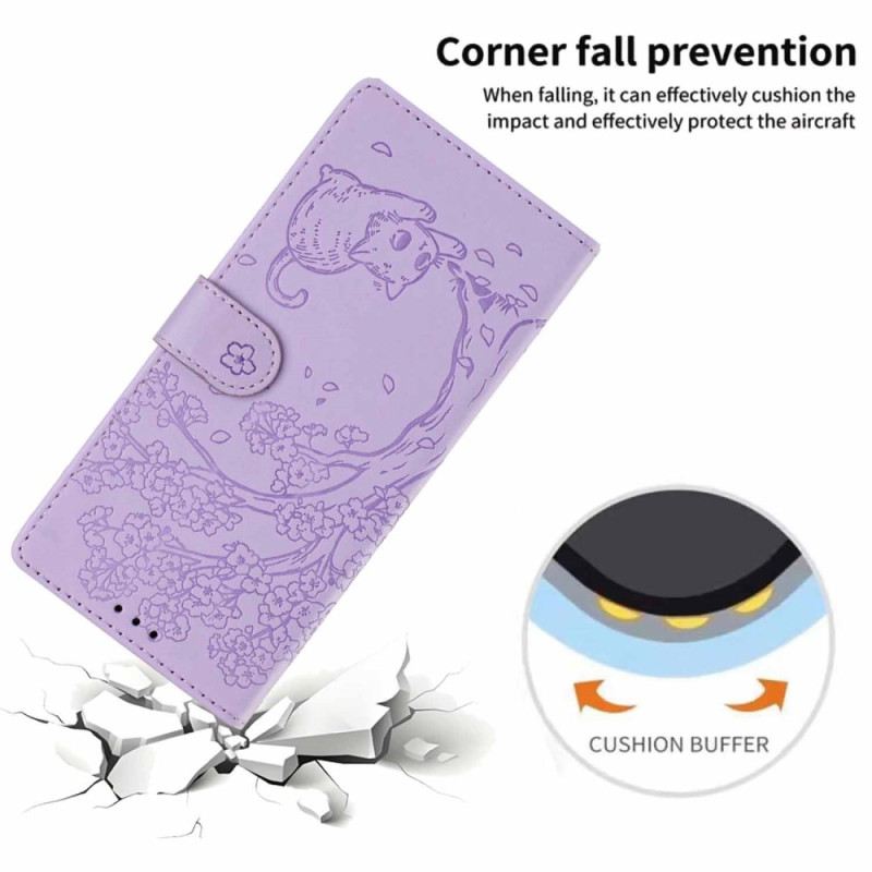 Lederhüllen Samsung Galaxy S26 Plus Handyhülle Baum- Und Katzenmuster