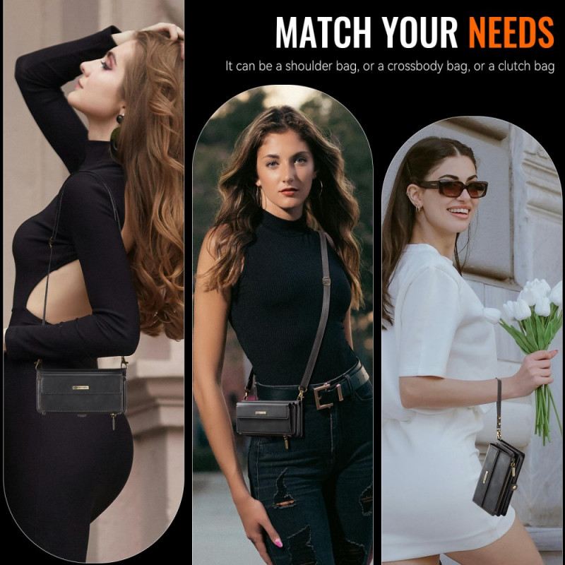 Lederhüllen Samsung Galaxy S26 Plus Handyhülle Caseme Rfid-schutz Und Schultergurt