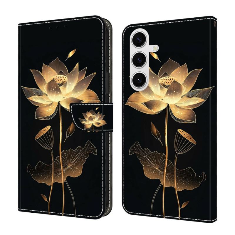 Lederhüllen Samsung Galaxy S26 Plus Handyhülle Goldener Lotus