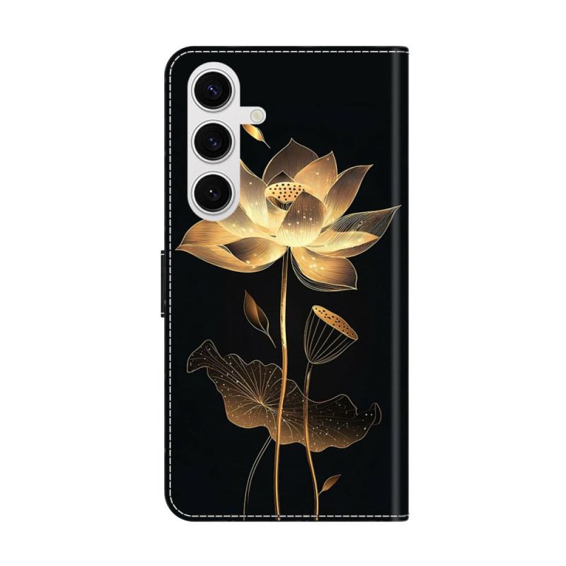 Lederhüllen Samsung Galaxy S26 Plus Handyhülle Goldener Lotus