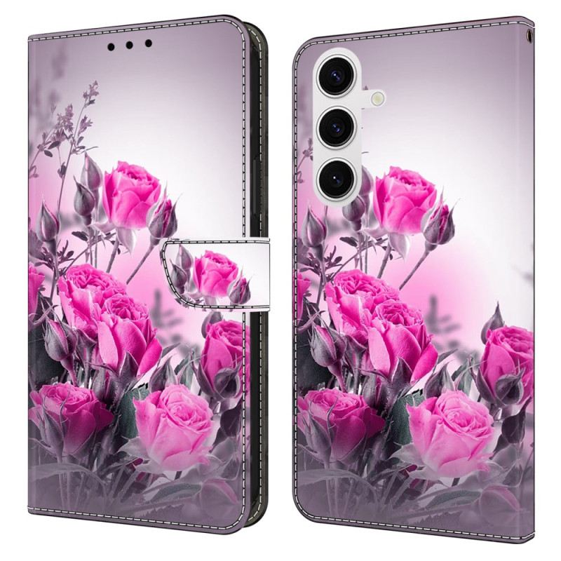 Lederhüllen Samsung Galaxy S26 Plus Handyhülle Lila Blumen