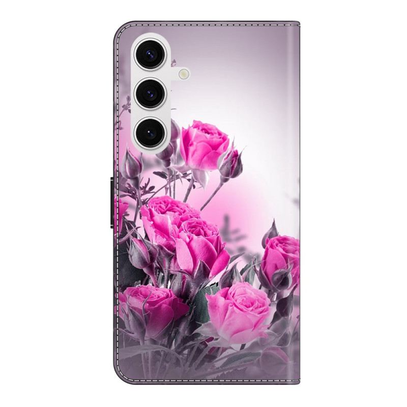 Lederhüllen Samsung Galaxy S26 Plus Handyhülle Lila Blumen