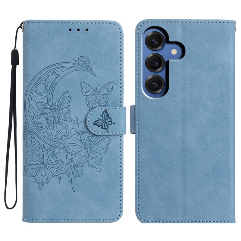 Lederhüllen Samsung Galaxy S26 Plus Handyhülle Schmetterlings- Und Blumenmotiv