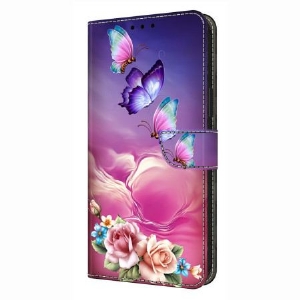 Lederhüllen Samsung Galaxy S26 Plus Handyhülle Schmetterlingsmuster Mit Blumenmuster