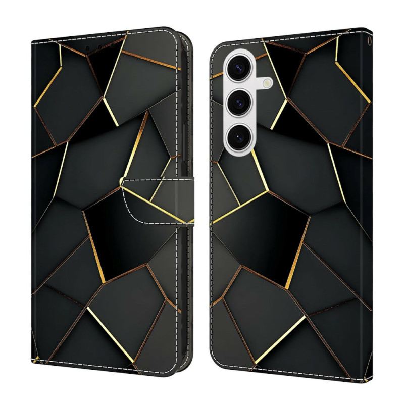 Lederhüllen Samsung Galaxy S26 Plus Handyhülle Schwarz-gold-muster