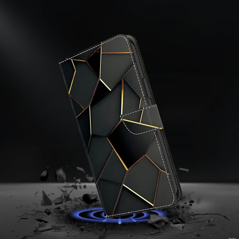 Lederhüllen Samsung Galaxy S26 Plus Handyhülle Schwarz-gold-muster