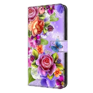 Lederhüllen Samsung Galaxy S26 Plus Handyhülle Strahlende Blumen