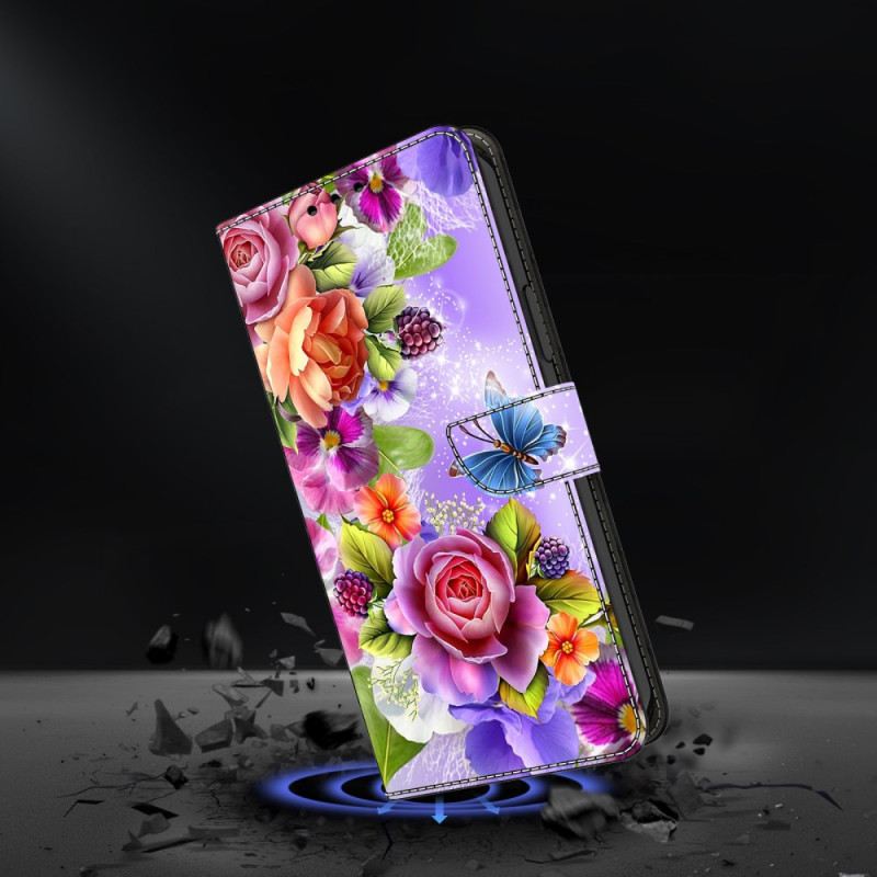 Lederhüllen Samsung Galaxy S26 Plus Handyhülle Strahlende Blumen