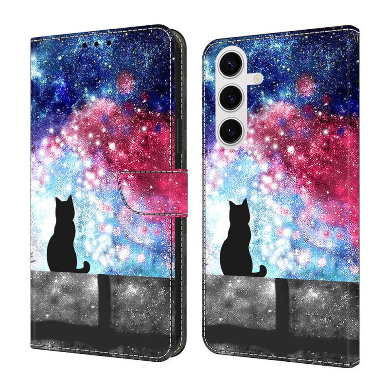 Lederhüllen Samsung Galaxy S26 Plus Katze Im Sternenhimmel