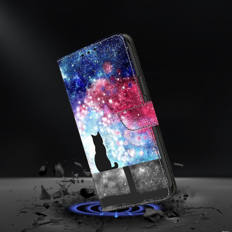 Lederhüllen Samsung Galaxy S26 Plus Katze Im Sternenhimmel