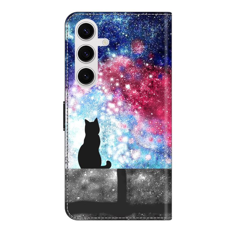 Lederhüllen Samsung Galaxy S26 Plus Katze Im Sternenhimmel