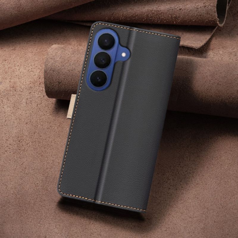 Lederhüllen Samsung Galaxy S26 Plus Zweifarbige Binfen-farbe