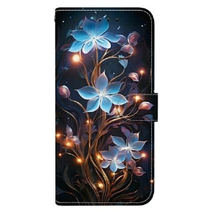 Lederhüllen Für Xiaomi 15t Blaues Blumenmuster