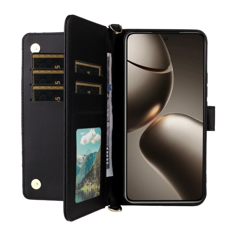 Lederhüllen Für Xiaomi 15t Gesteppt Mit Schulter- Und Handgelenkschlaufe