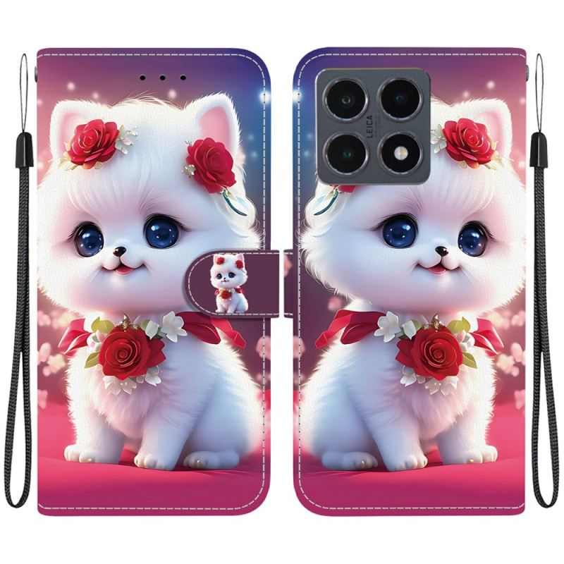 Lederhüllen Für Xiaomi 15t Katze Und Rosen