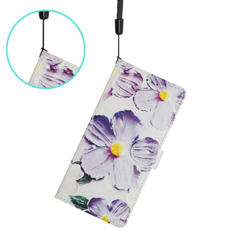 Lederhüllen Für Xiaomi 15t Lila Blumen