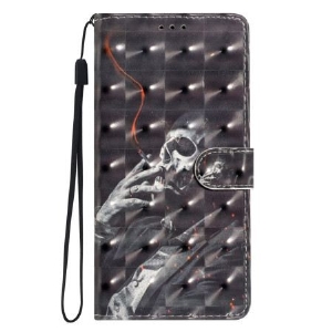 Lederhüllen Für Xiaomi 15t Rauchendes Skelett